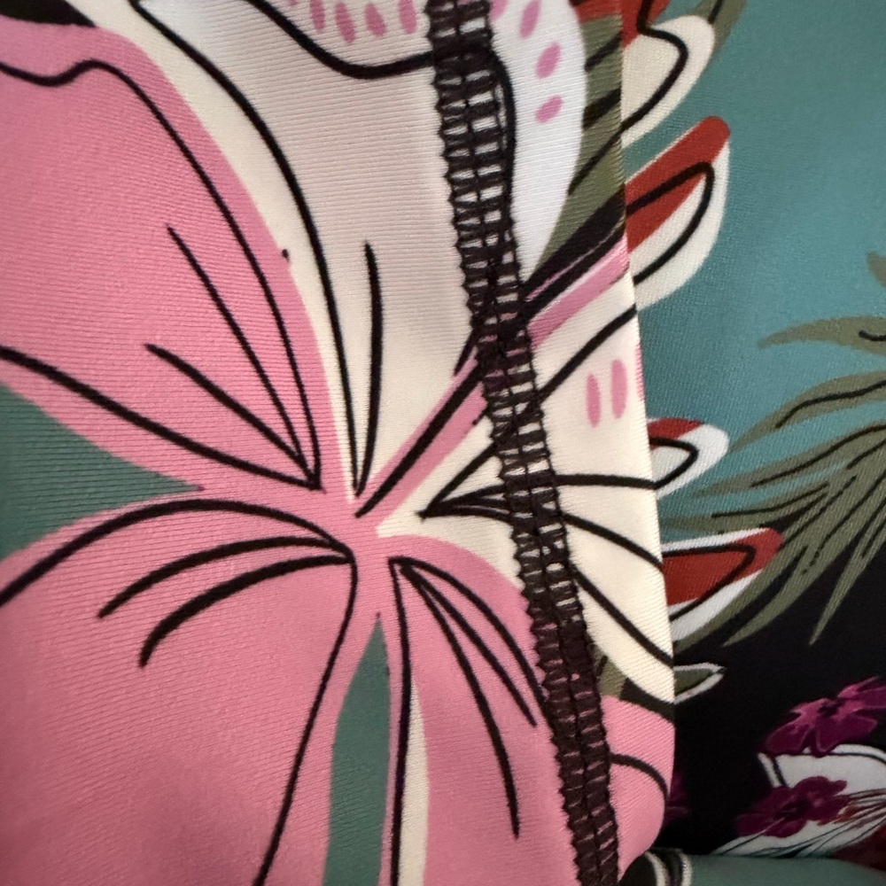 Roxy Floral Long Sleeve swim Top — Black, Pink, Green, Red, White - Picture 4 of 5
